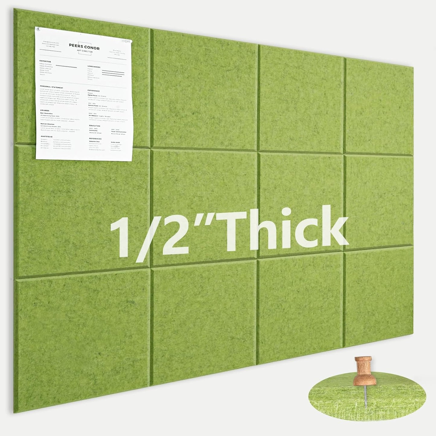 Large Cork Board for Office Wall Decor - 12 Pack Felt Tiles
