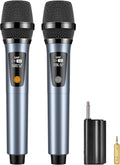 UHF Wireless Microphones Rechargeable Dual Handheld Set - Clear UHF