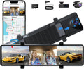 3 Channel Mirror Dash Cam 12 in Triple Rear View Mirror - 4K Front