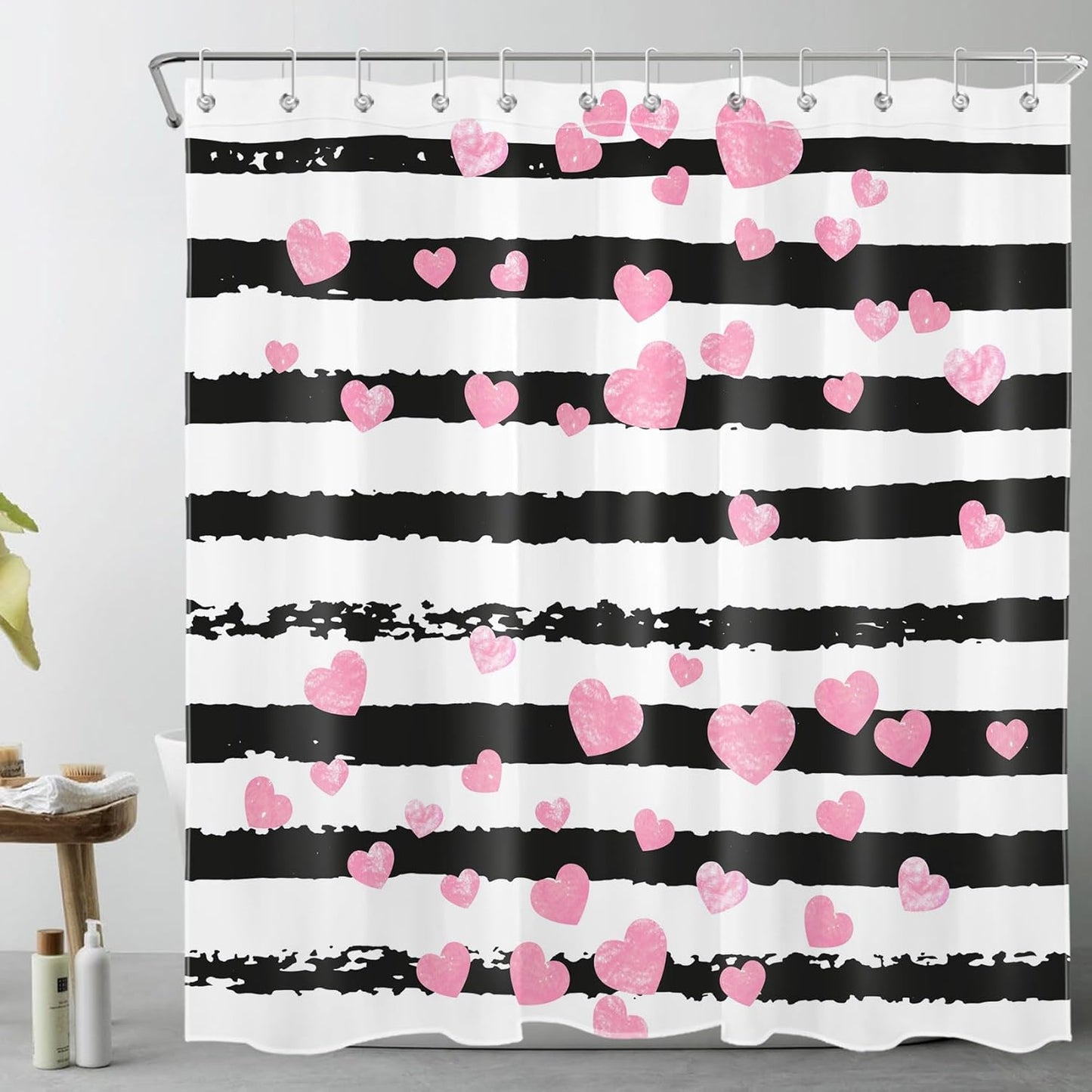 Love Heart Shower Curtain Set