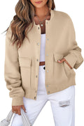 EVALESS Womens Long Sleeve Stand Collar Shacket - Lightweight Warmth