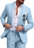 Linen Men Suit Set Casual Tuxedo 2 Piece Regular Fit Blazor
