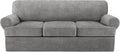 4 Piece T Cushion Sofa Slipcovers Stretch Couch Cover - Light Gray