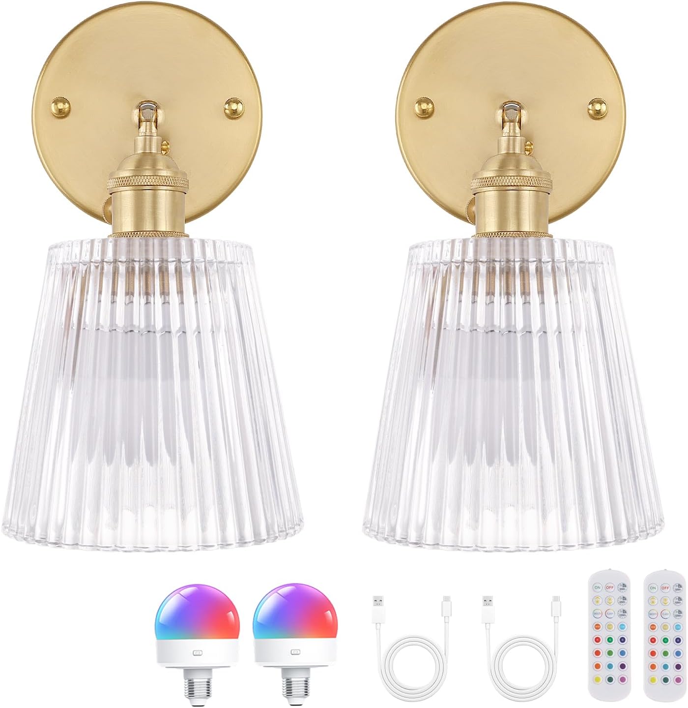 Vintage Battery Operated Wall Sconce with Remote Control Set