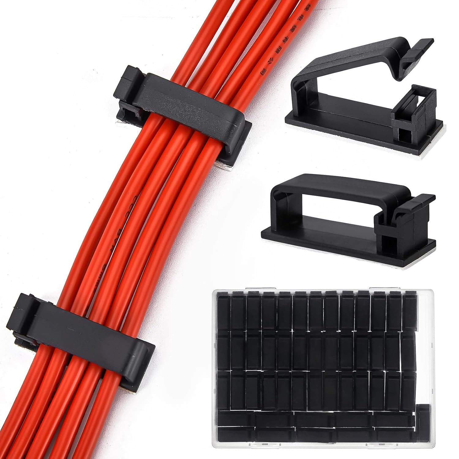 Organize Cables Effortlessly with 50Pcs Self-Adhesive Clips by MOOCY