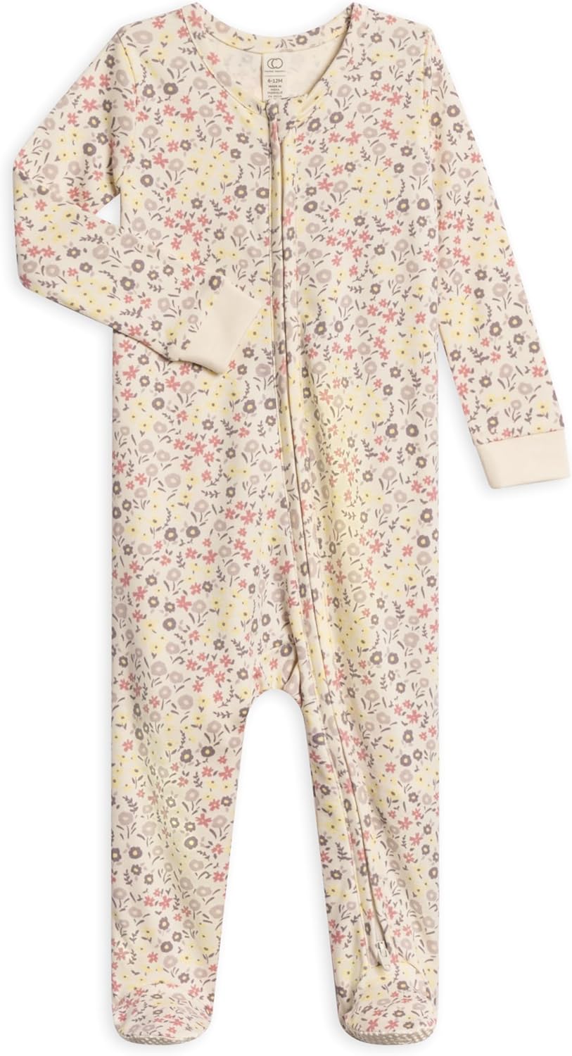 Organic Cotton Baby Zip-Up Footed Sleeper for Newborns