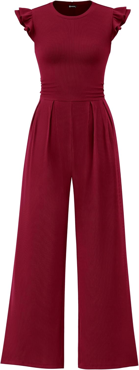 Stylish Summer Jumpsuits for Women with Ruffle Cap Sleeves