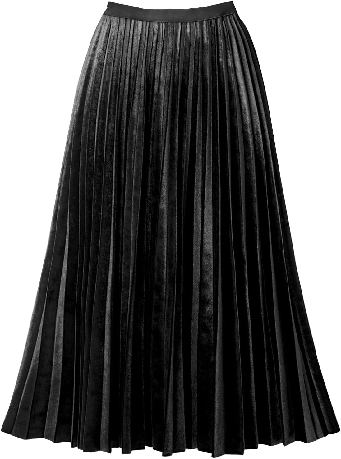 GOOBGS Women's Pleated A-Line High Waist Midi Skirt for All