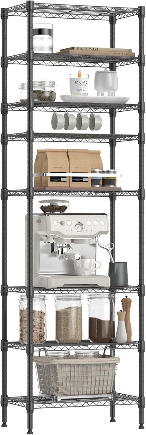 IZEUK 8 Tier Adjustable Metal Storage Shelving Unit for Home
