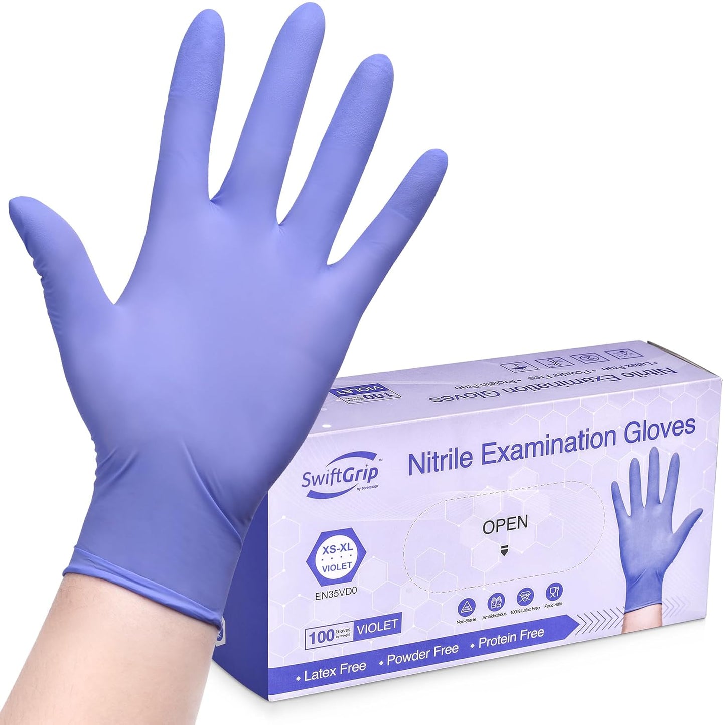 Violet Nitrile Gloves: Latex-Free, Multipurpose, 100ct