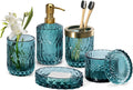 Bathroom Clear Glass Accessories Set 6PCS - Ocean Teal Blue