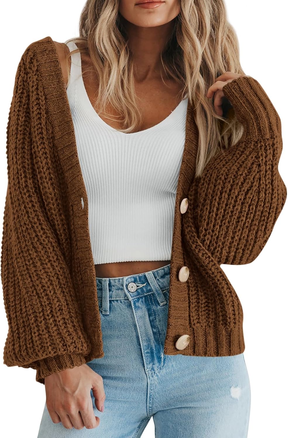 Chunky Knit Open Front Cardigan for Women - Stylish Comfort