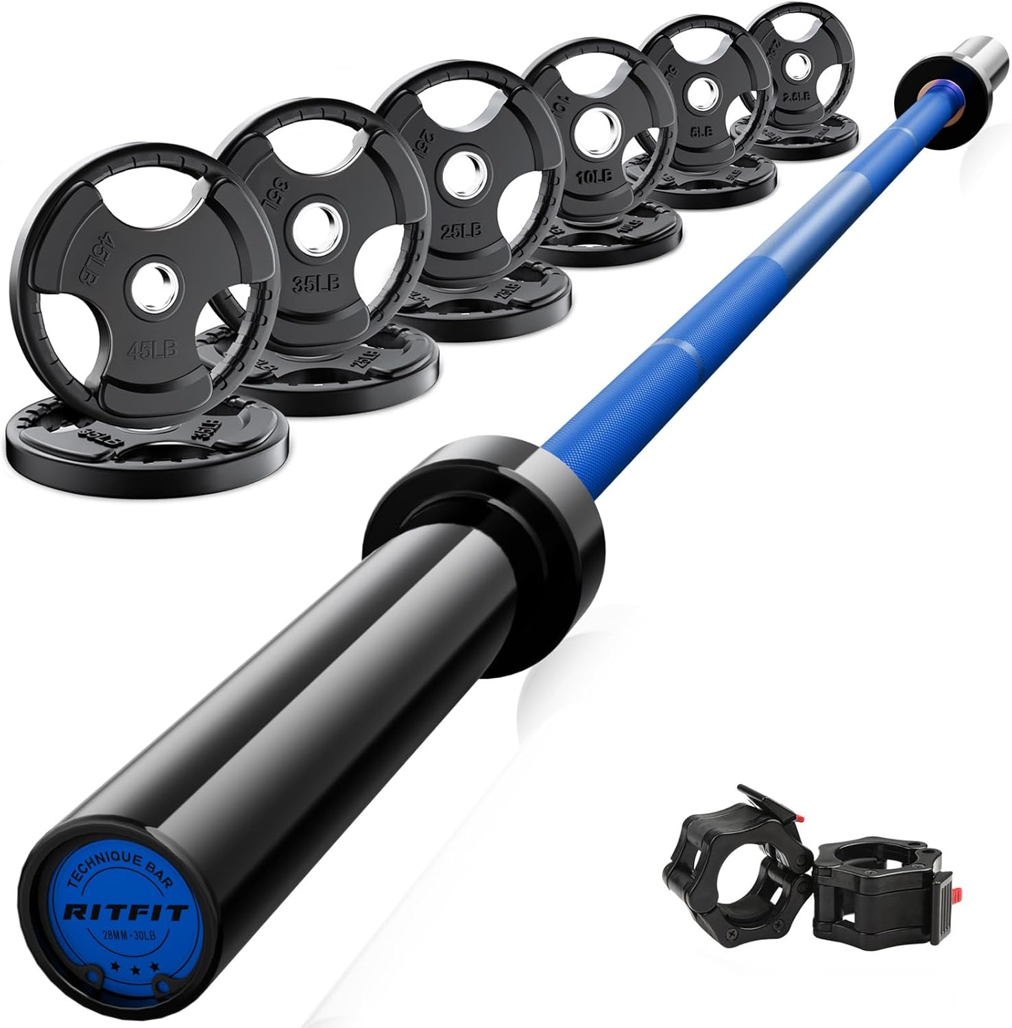 RitFit Barbell Weight Set - 4/6FT Olympic Barbell for Lifting