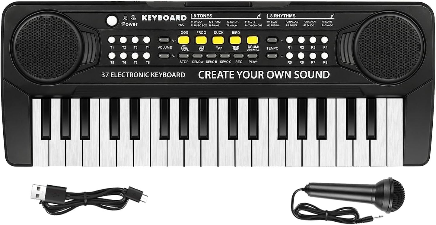Interactive 37-Key Kids Keyboard Piano with Mic - Educational Musical Toy by M SANMERSEN