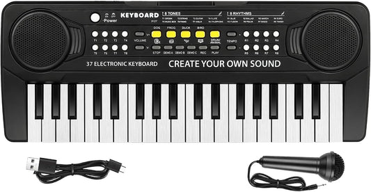 Interactive 37-Key Kids Keyboard Piano with Mic - Educational Musical Toy by M SANMERSEN