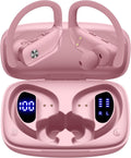 bmani Pink Wireless Earbuds: 48hrs Playtime, Sport Earphones with Mic