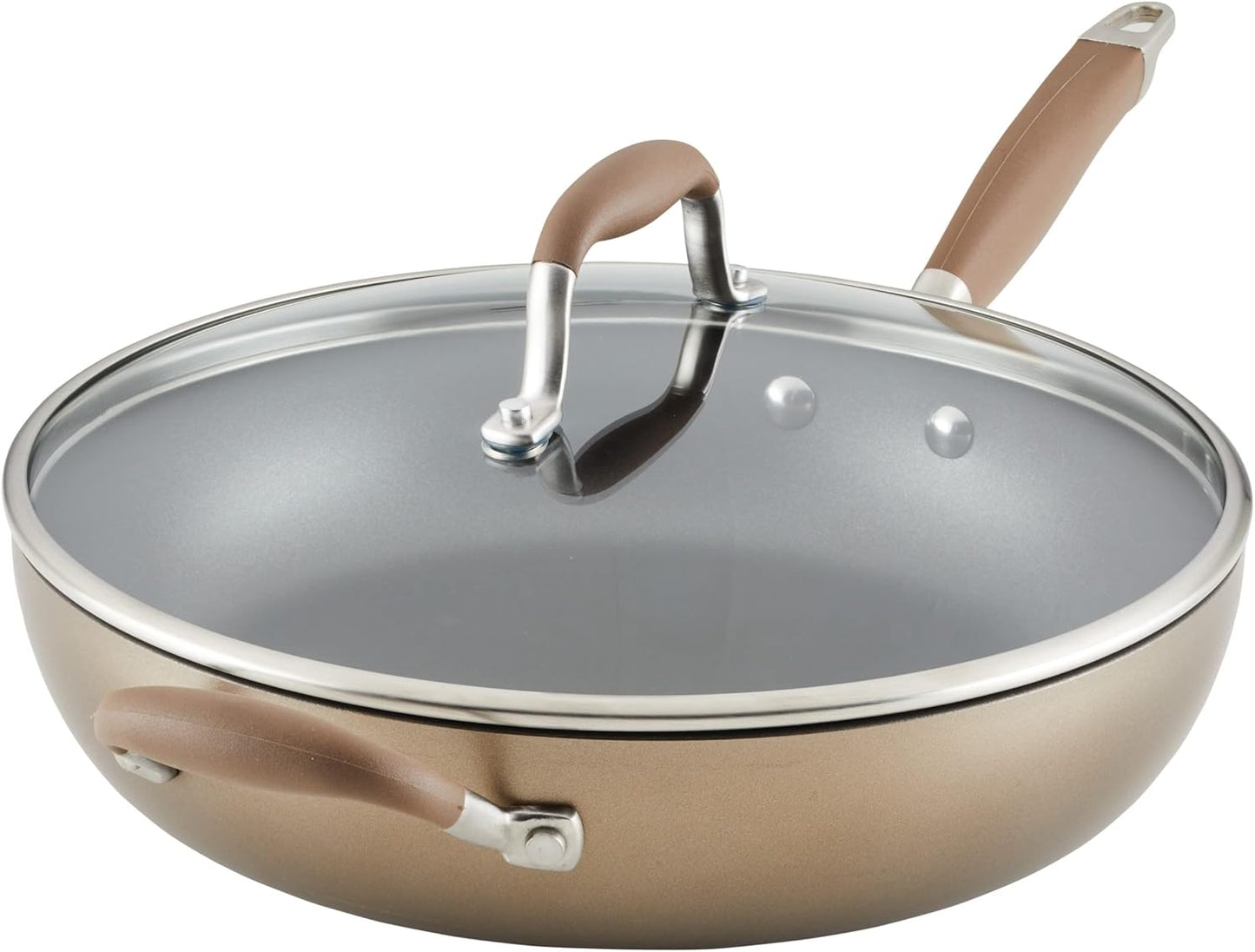 Anolon Advanced 12 Inch Deep Frying Pan with Lid for Cooking