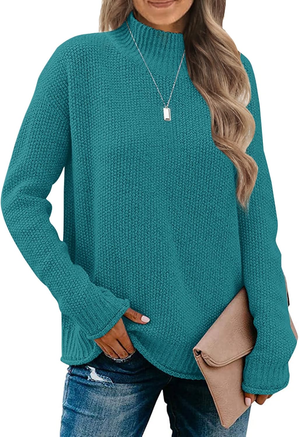 Cozy Women's Turtleneck Long Sleeve Sweater for Fall 2025