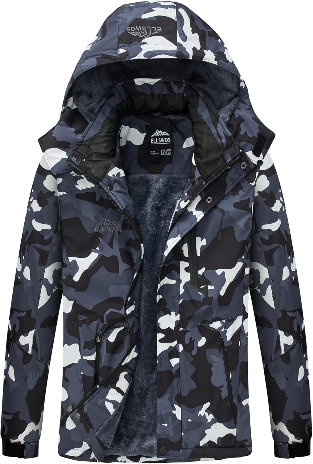 Waterproof Ski Jacket for Men - Warm Hooded Winter Coat