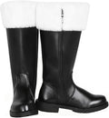 Christmas Santa Boots Men's Wide Calf Santa Combat Boots - Fur Trimmed