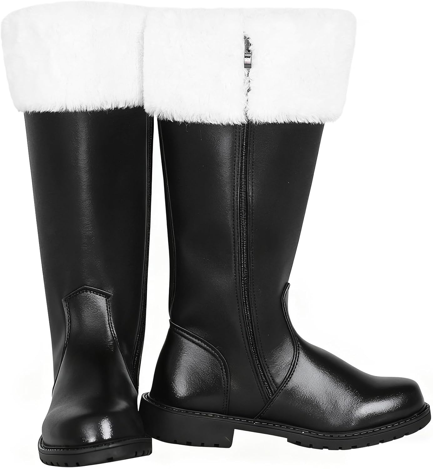 Christmas Santa Boots for Men with Wide Calf and Fur Trim