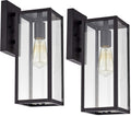 Black Outdoor Wall Light Fixture 2 Pack - Clear Glass Modern Sconces