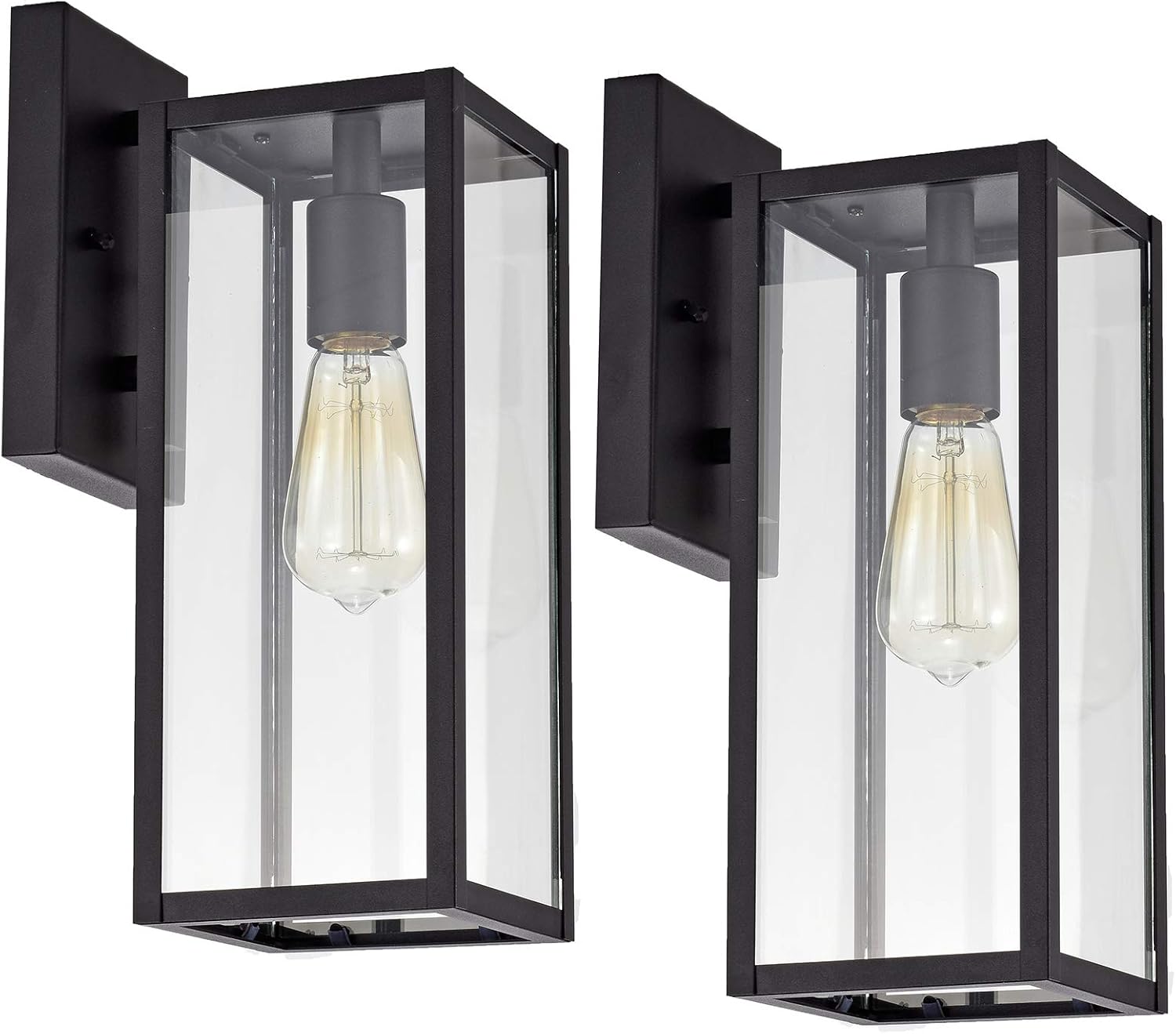 MICSIU Black Outdoor Wall Light Fixture 2 Pack for Modern Homes