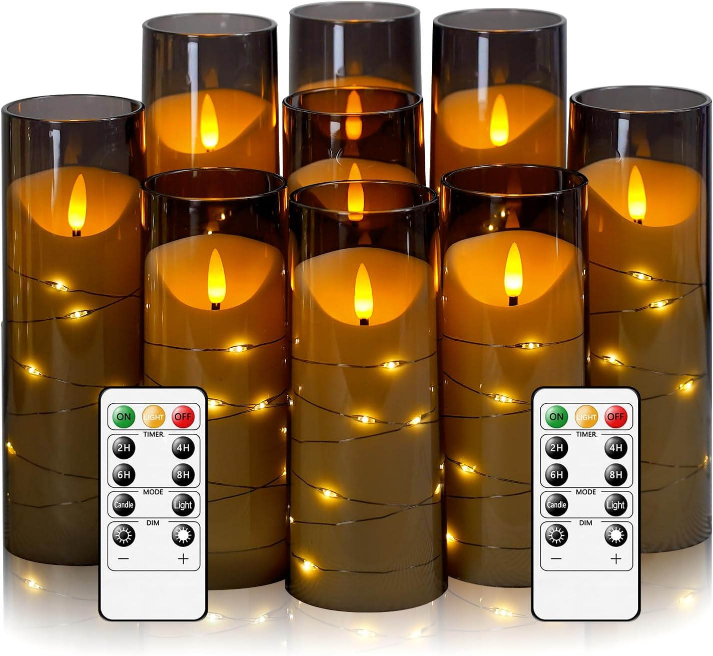 Flameless Candles with Embedded String Lights for Home Decor