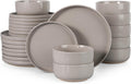 HaWare Stoneware Dinnerware Set, 24-Piece Speckled Cream - Durable