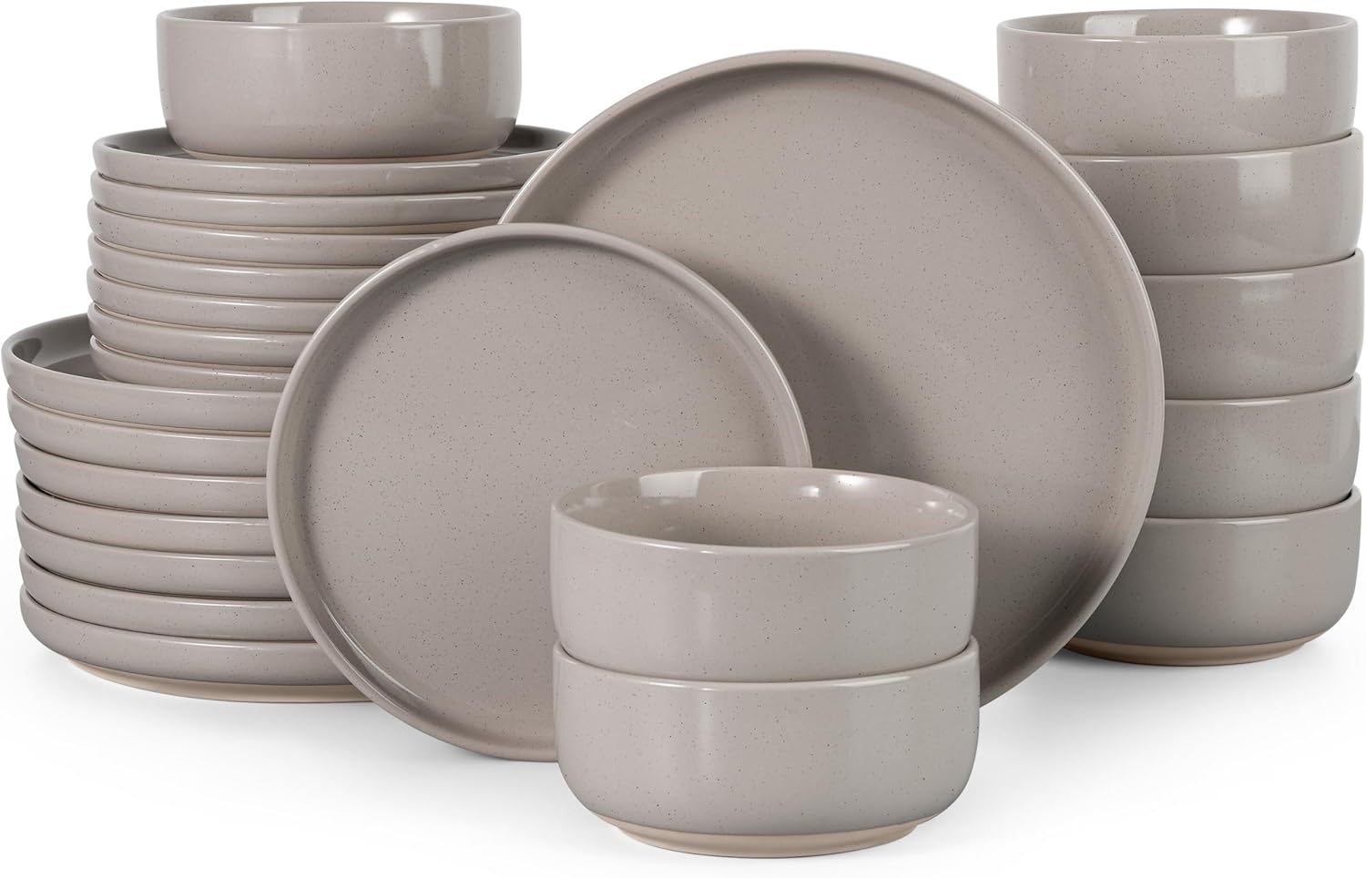 HaWare Stoneware Dinnerware Set for 8 - 24-Piece Dishes