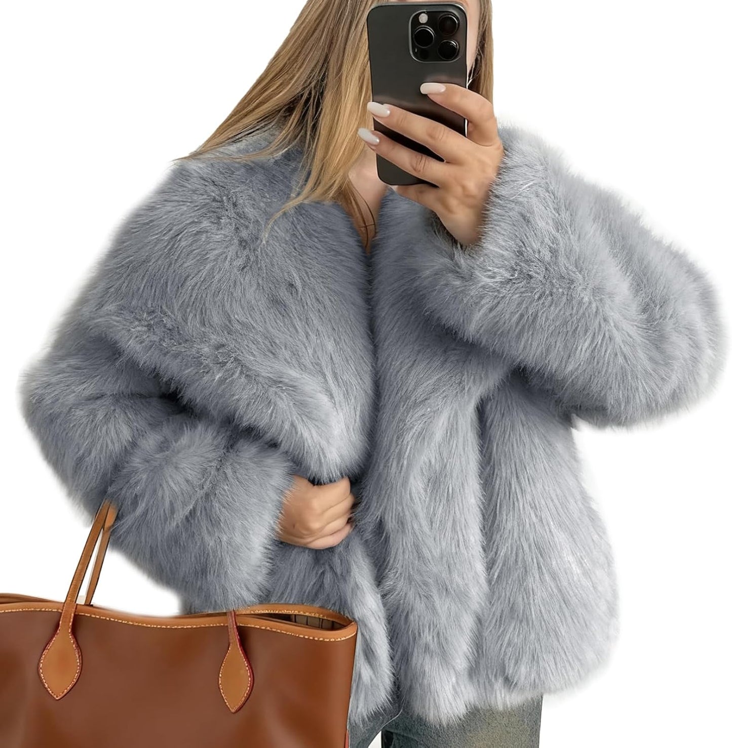 Flygo Women's Faux Fur Coat - Fluffy Winter Jacket for Style