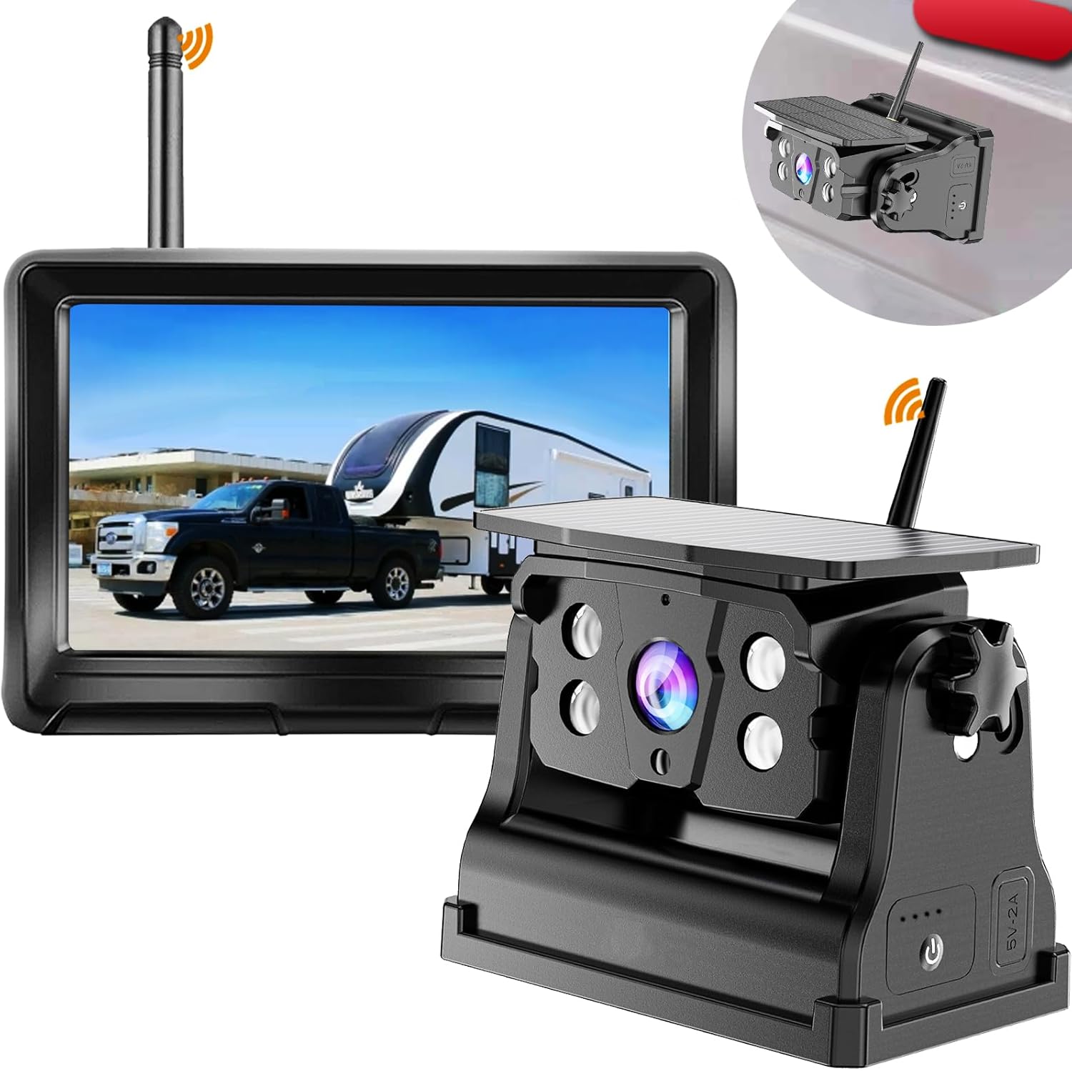 DOUXURY Solar Wireless Backup Camera - Effortless Installation, Crisp 1080P HD, Night Vision