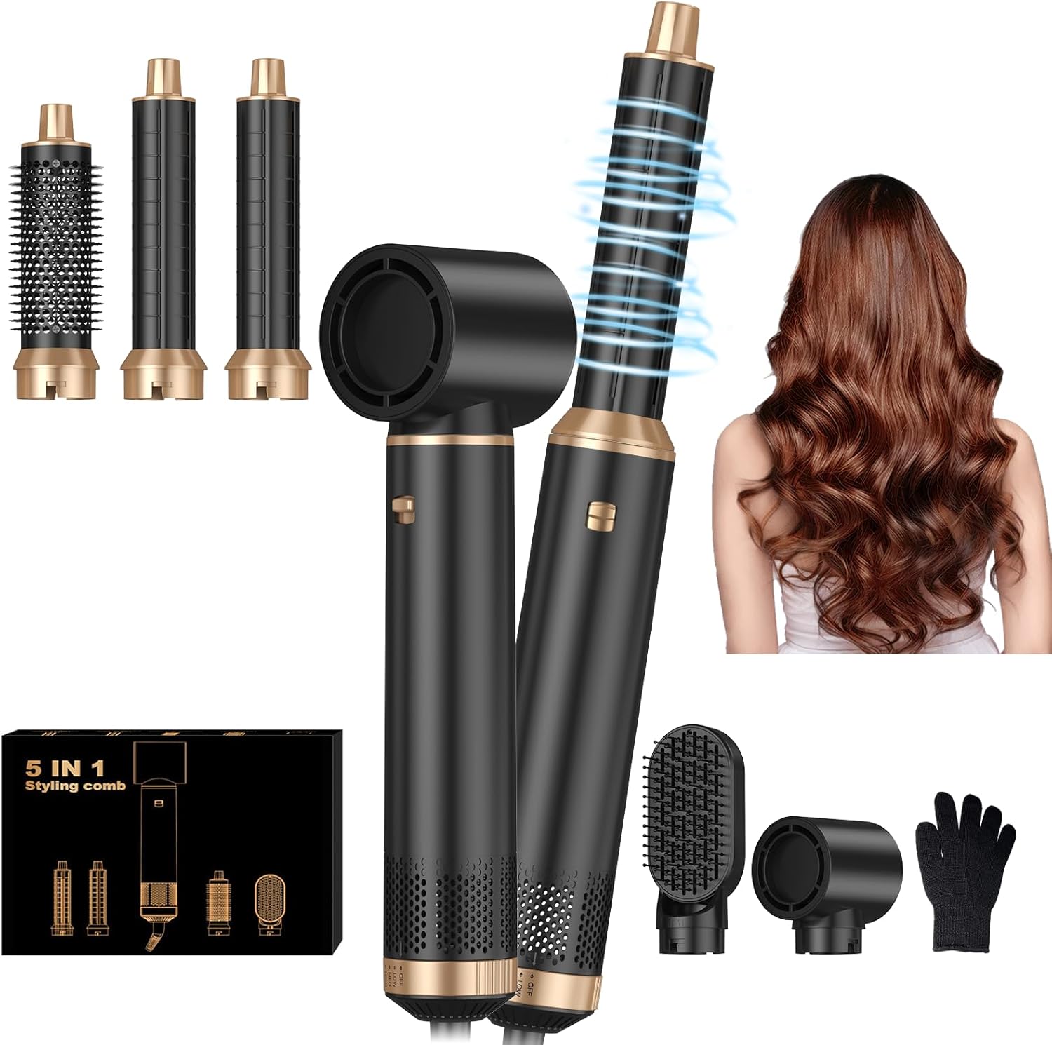 5-in-1 Detachable Hot Air Curling Brush - Yitrust