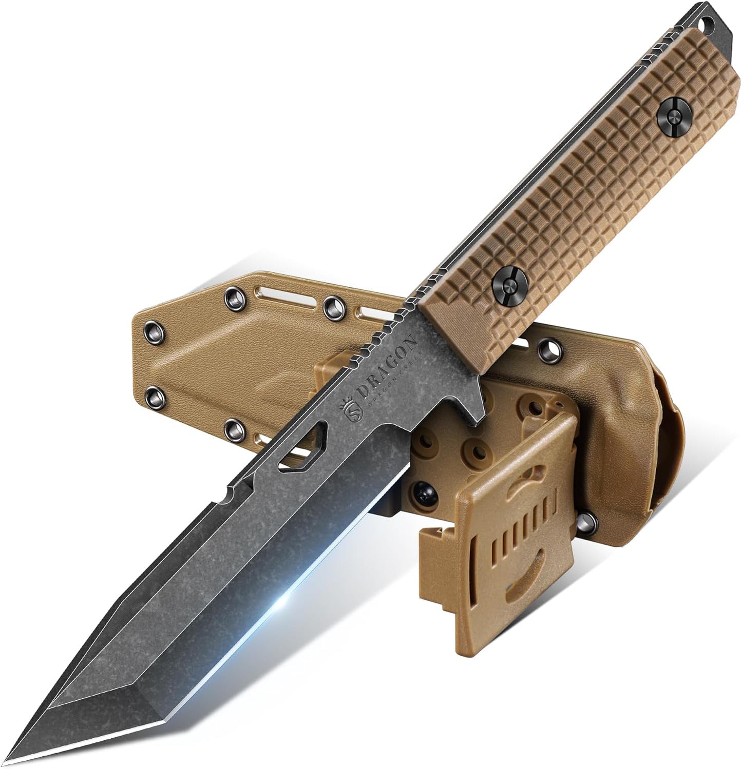 Dragon Creek Tactical Knife - Outdoor Survival Knife with Sheath