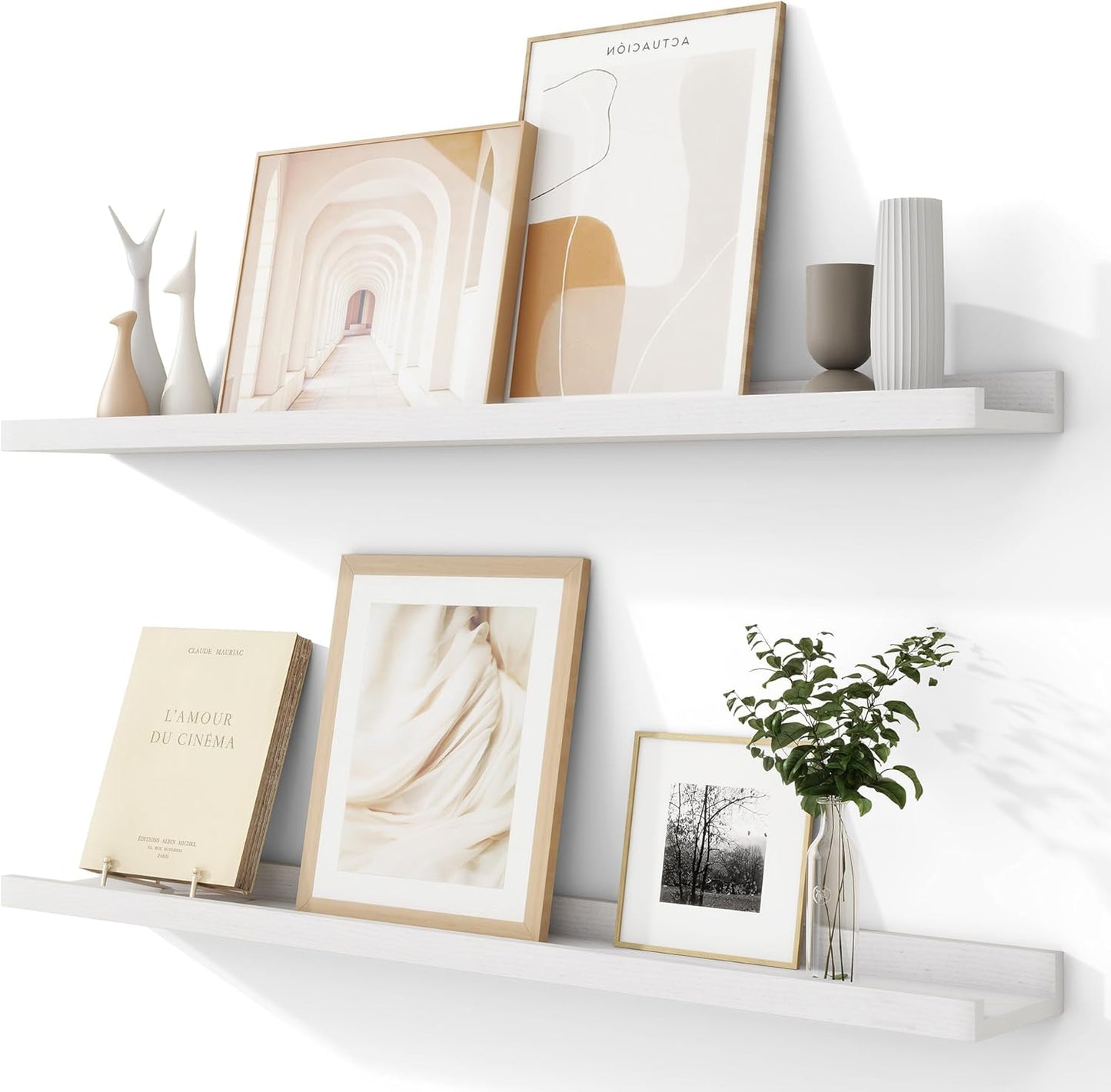 Solid Ash Wood Picture Ledge Shelf Set for Stylish Home Decor