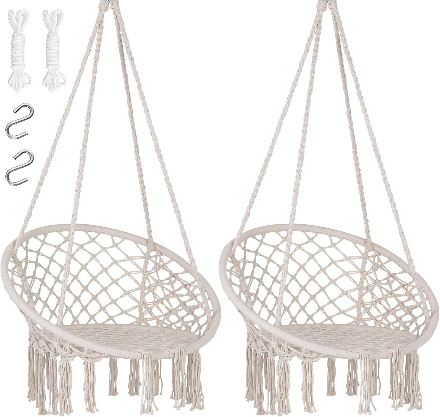 SUNCREAT Hammock Chair Macrame Swing with Side Pocket for Comfort
