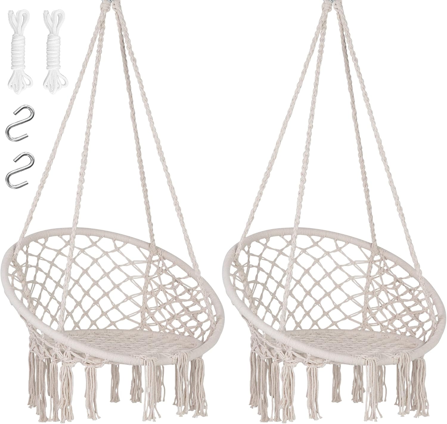 SUNCREAT Hammock Chair Macrame Swing with Side Pocket for Comfort