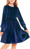 Arshiner Girls Long Sleeve Dress for Fall Vintage Style