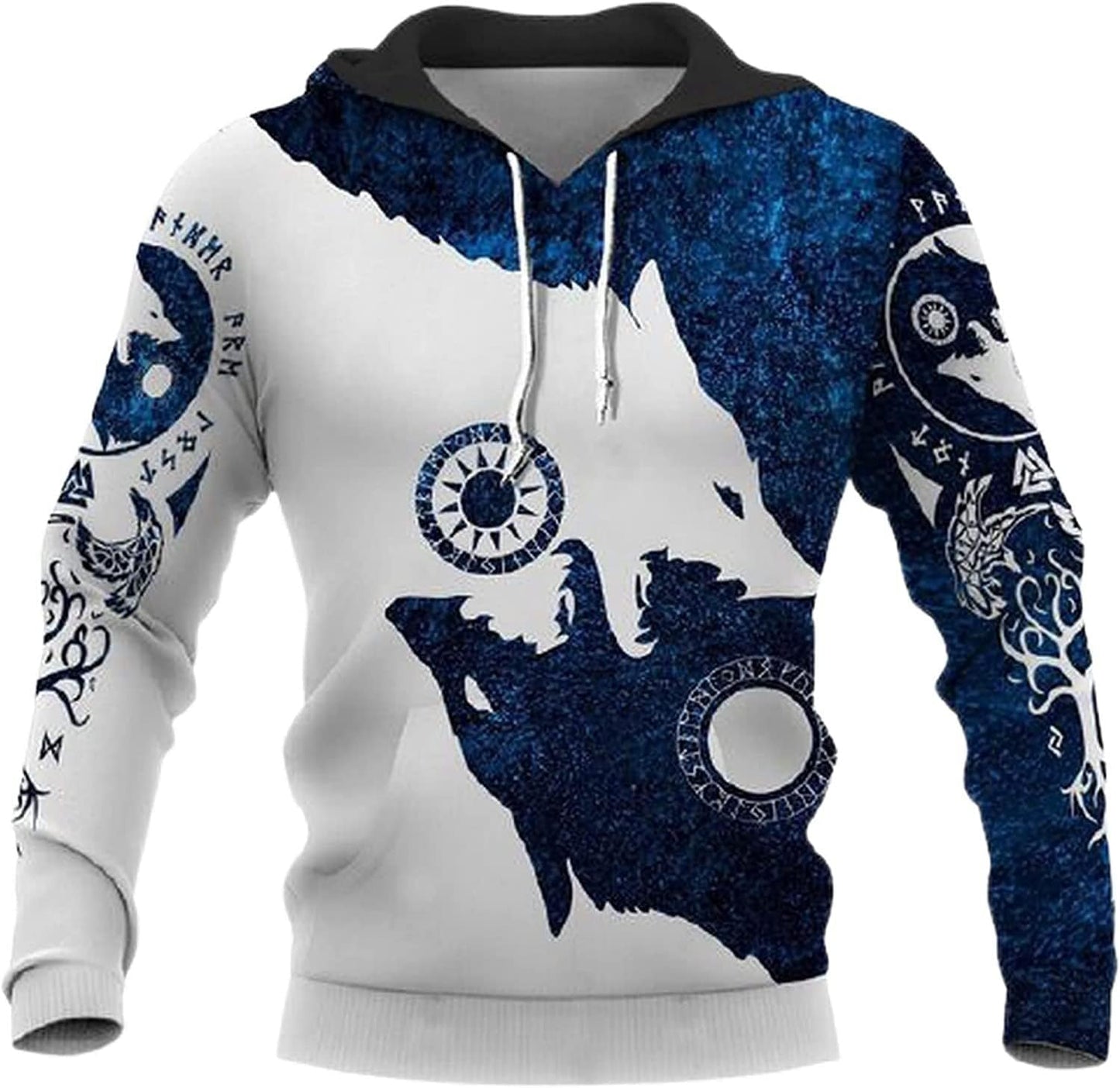 3D Norse Wolf Graphic Hoodie for Men by ALPTEC