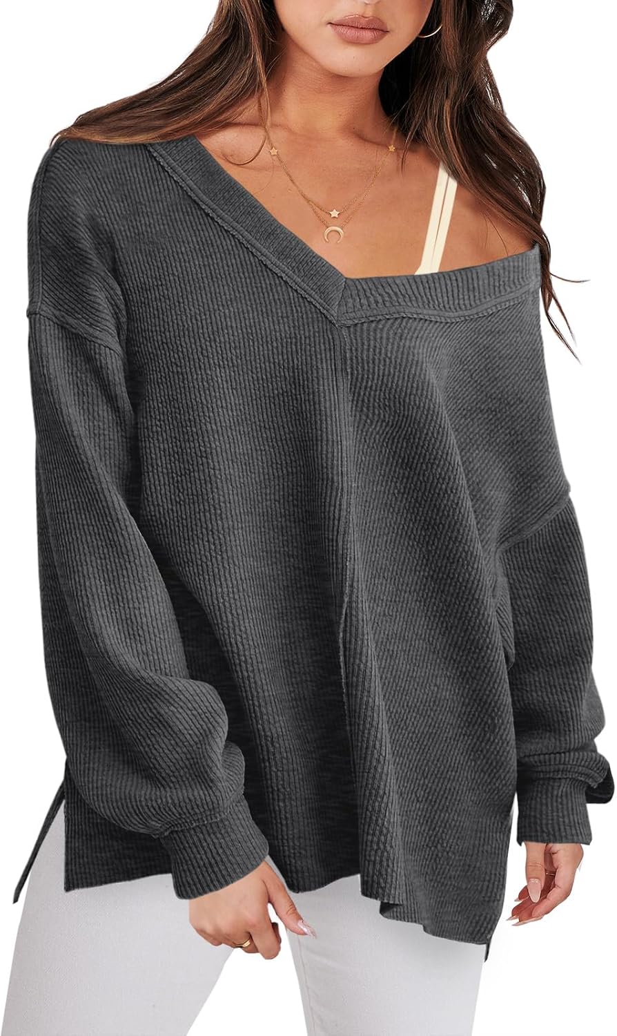 Oversized Long Sleeve Shirts for Women Off the Shoulder Style