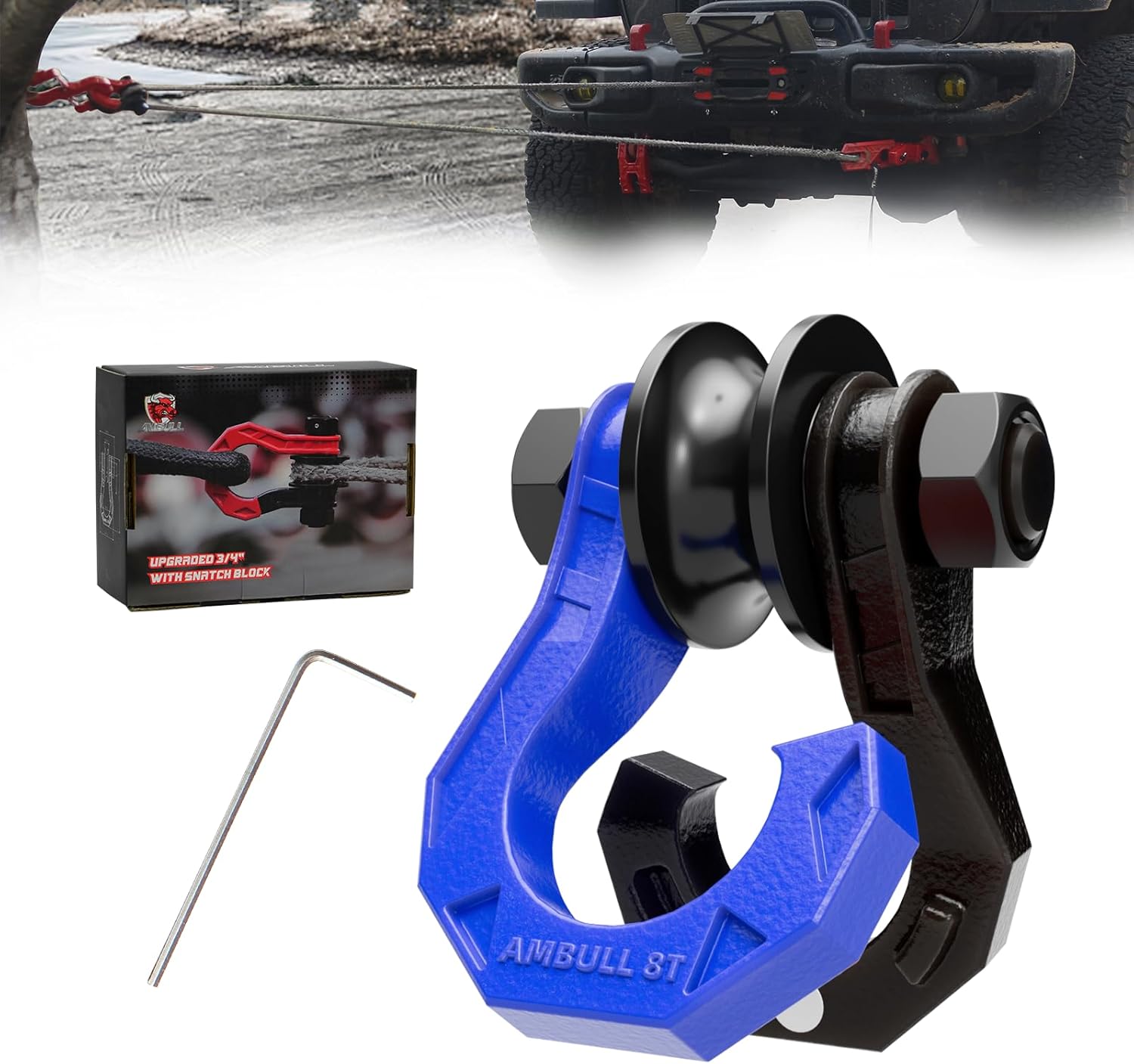 D Ring Separate Shackle with Snatch Block for Off-Road Recovery
