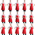 Red Plain Bib Aprons Bulk for Women Men Adult - 15 Pack value set