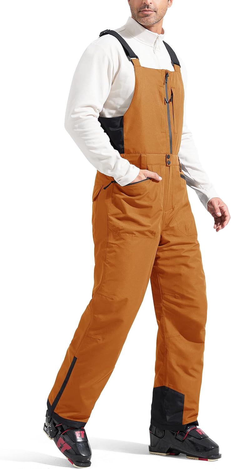 FREE SOLDIER Men's Insulated Waterproof Snow Bibs for Winter Fun