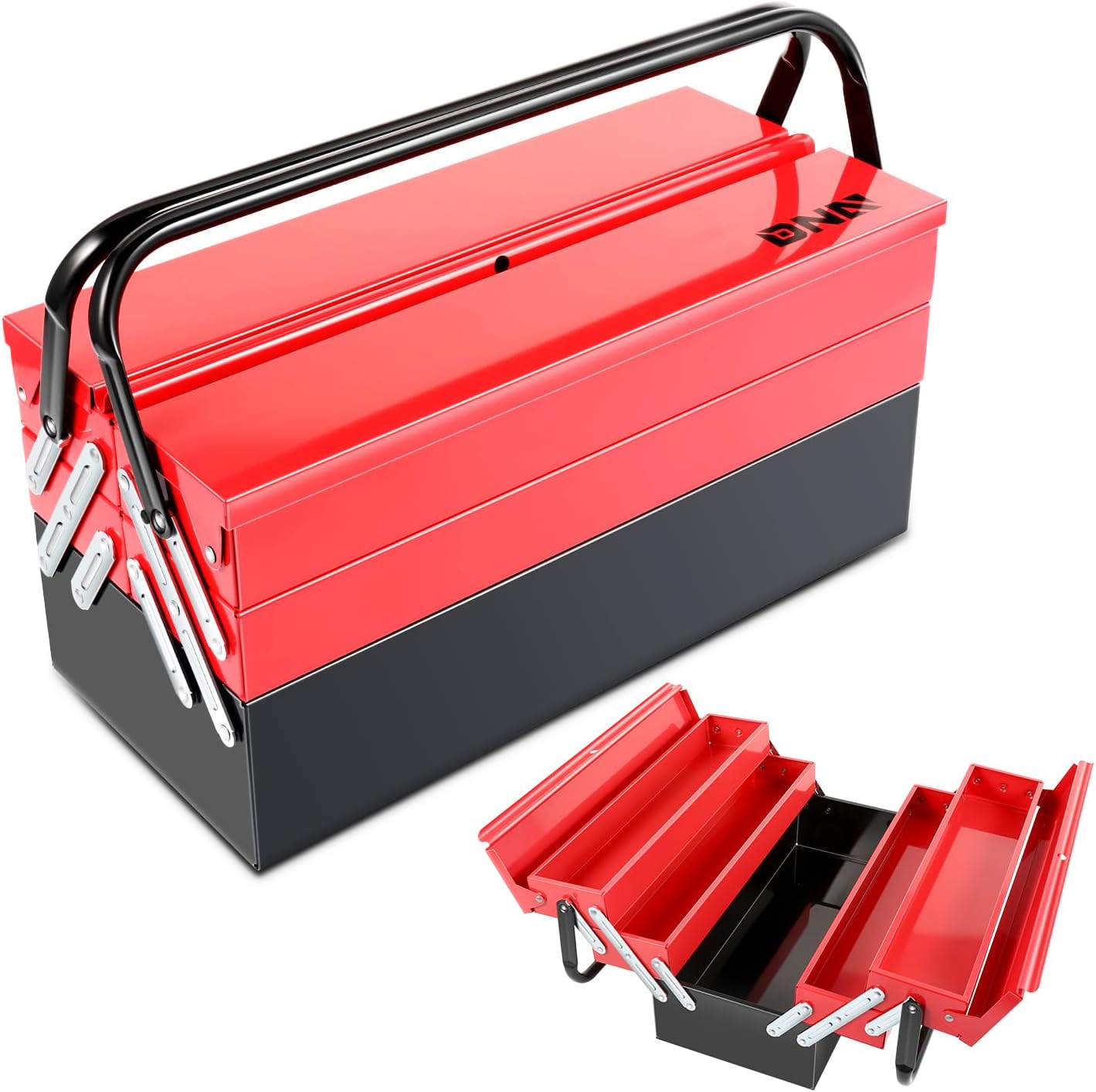 18 Inch Metal Tool Box with 5 Organizer Drawers for Repairs