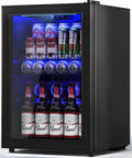 2.5 Cu.Ft Wine Fridge Mini Fridge With Glass Door - Compact Beverage
