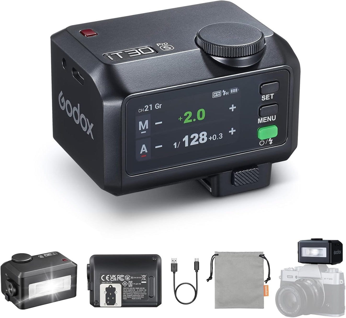 Godox iT30Pro F Mini Flash for Fuji with Touchscreen and Diffuser
