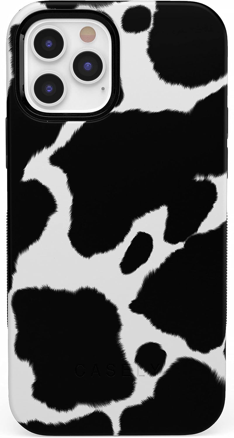 Casely iPhone 12/12 Pro Case with Cow Print Design and MagSafe