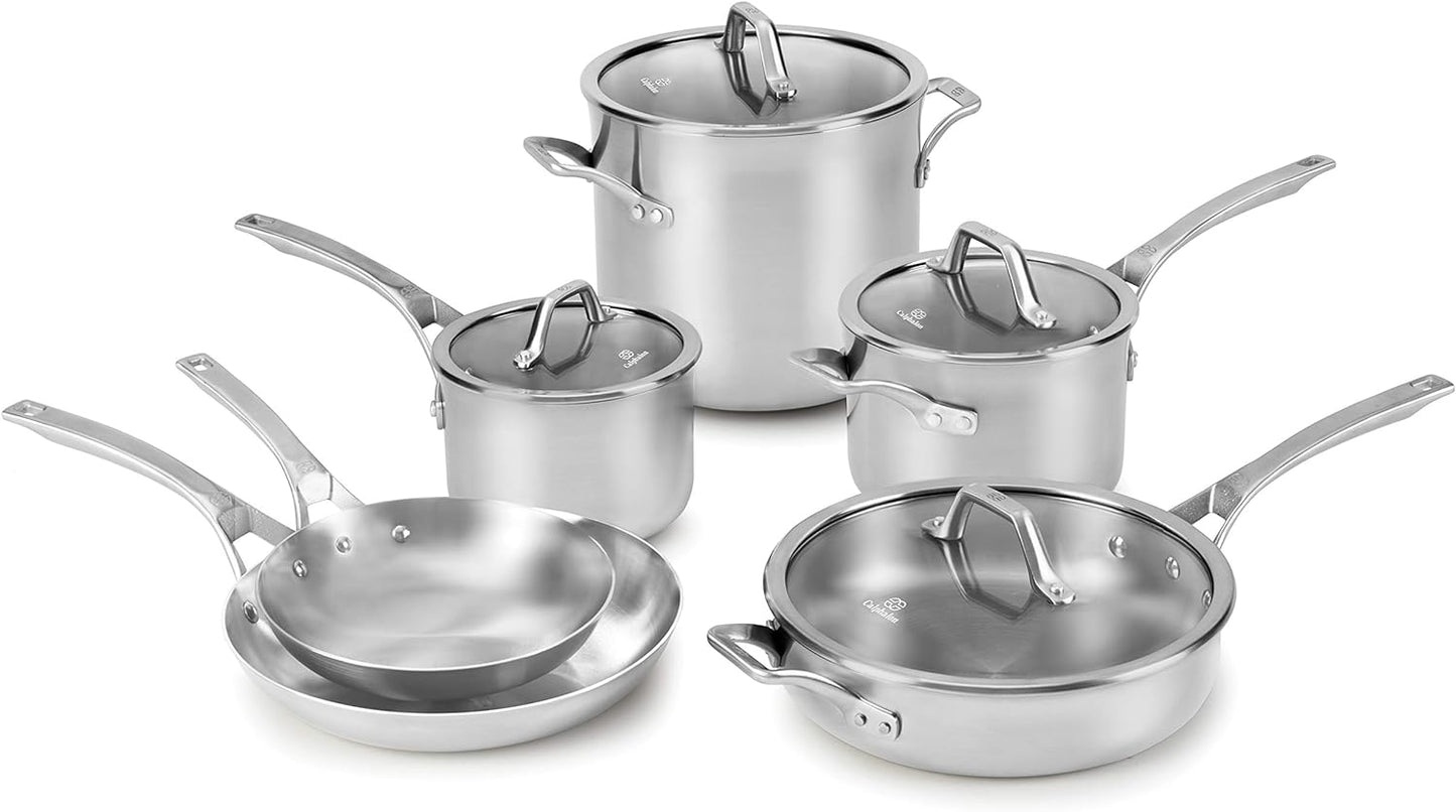 Calphalon 10-Piece Stainless Steel Cookware Set for Every Kitchen