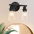2-Light Bathroom Vanity Light Fixture Black - Vintage Two Bulb Wall