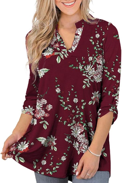 Othyroce Womens Floral Printed Tunic Tops for Stylish Comfort